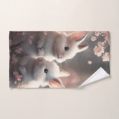 Twee schattige konijnen met sakura Hand Towel Handdoek (Handdoek)