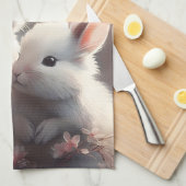 Twee schattige konijnen met sakura Kitchen Towels Theedoek (Quarter Fold)