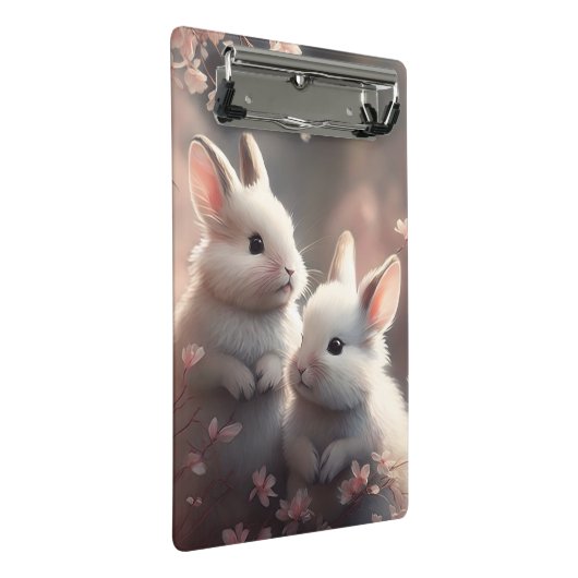 Twee schattige konijnen met sakura Mini Clipboard Mini Klembord (Schuin)