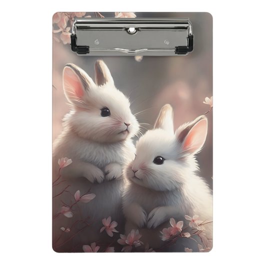 Twee schattige konijnen met sakura Mini Clipboard Mini Klembord (Voorkant)