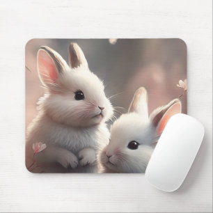 Twee schattige konijnen met sakura Mousepad Muismat