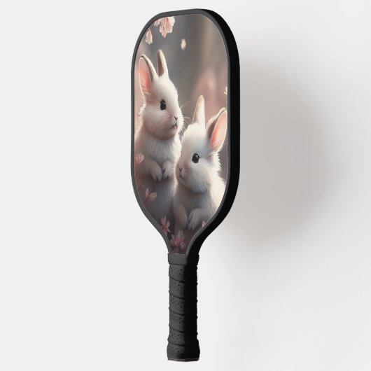 Twee schattige konijnen met sakura Pickleball Padd Pickleball Paddle (Links)