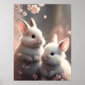 Twee schattige konijnen met sakura-Poster Poster (Voorkant)