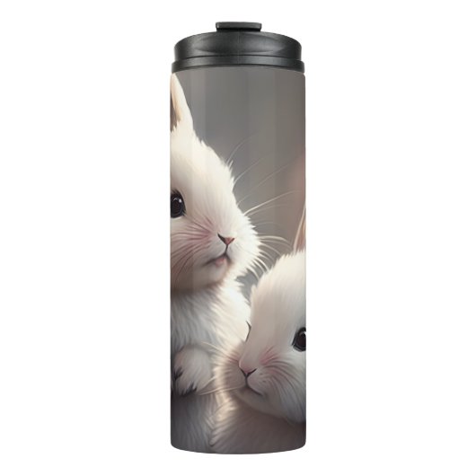 Twee schattige konijnen met sakura Thermal Tumbler Thermosbeker (Voorkant)