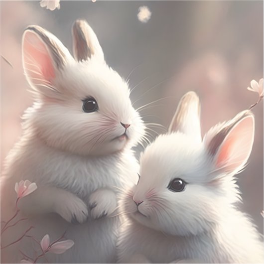 Twee schattige konijnen, op maat gesneden vinylSti Sticker (Voorkant)