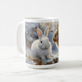 Twee Schattige Konijnenkonijnen Bruin en Wit in Sn Koffiemok (Voorkant links)