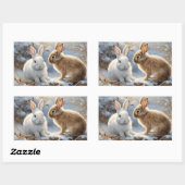 Twee Schattige Konijnenkonijnen Bruin en Wit in Sn Rechthoekige Sticker (Vel)
