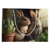 Twee schattige konijntjes in schuur groot cadeauzakje (Achterkant)