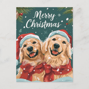 Twee schattige labrador Vrolijk kerstfeest Briefkaart