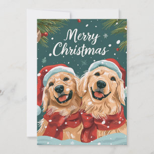 Twee schattige labrador Vrolijk kerstfeest Feestdagenkaart