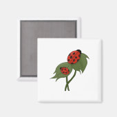 Twee schattige ladybugs op een plant magneet (Voorkant / Achterkant)