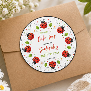 Twee Schattige Lieveheersbeestjes 2e Verjaardagsfe Ronde Sticker