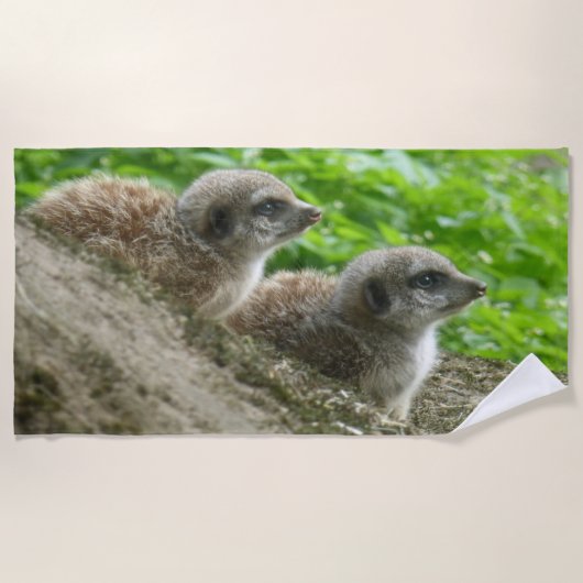 Twee schattige Meerkats strandlaken (Voorkant)