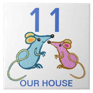 twee schattige muizenhuishumber tegeltje