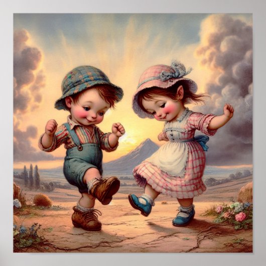 Twee Schattige Munchkins dansen Poster (Voorkant)