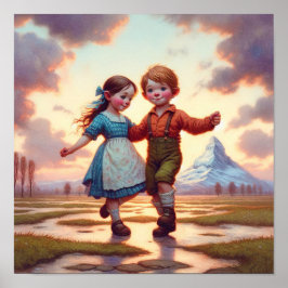 Twee Schattige  Munchkins dansen Poster