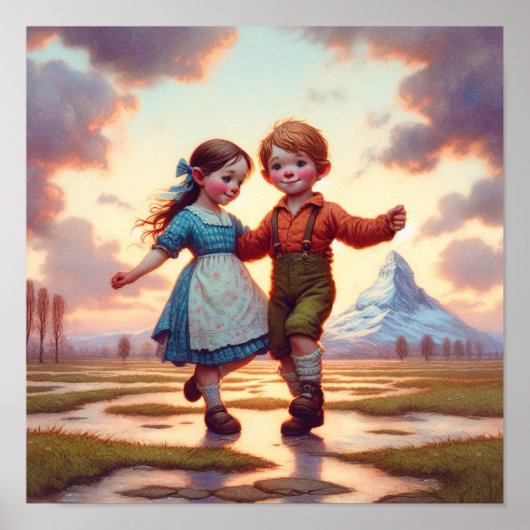 Twee Schattige  Munchkins dansen Poster (Voorkant)