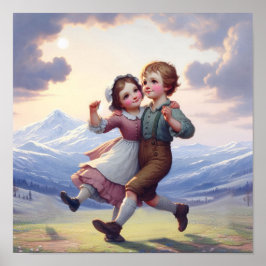 Twee Schattige  Munchkins dansen Poster