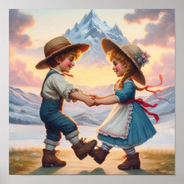 Twee Schattige  Munchkins dansen Poster