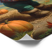 Twee Schattige  Munchkins in een pompoenpatch Poster (Hoek)