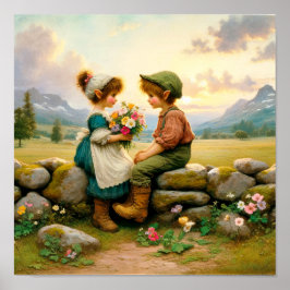 Twee Schattige  Munchkins in Landkleding Poster