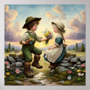 Twee Schattige Munchkins in Landkleding Poster