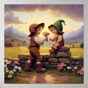 Twee Schattige Munchkins in Landkleding Poster