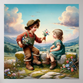 Twee Schattige  Munchkins in Landkleding Poster