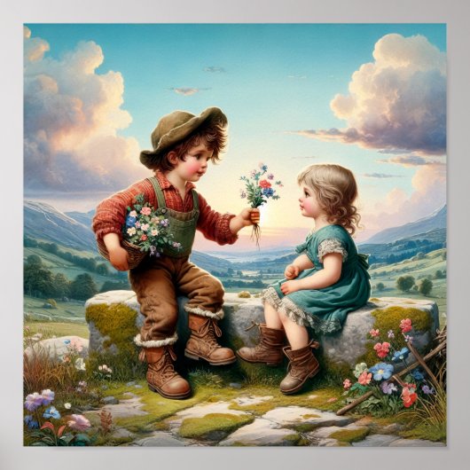 Twee Schattige  Munchkins in Landkleding Poster (Voorkant)