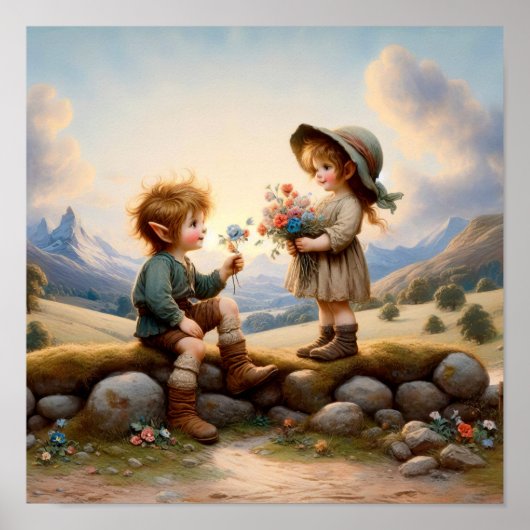 Twee Schattige  Munchkins in Landkleding Poster (Voorkant)