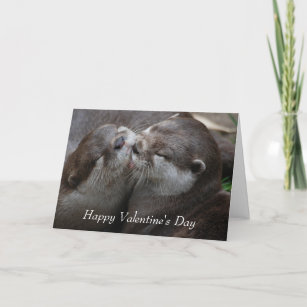 Twee Schattige Otters - Fijne Valentijnsdag Feestdagen Kaart