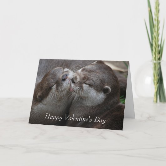 Twee Schattige otters - Happy Valentine's Day Feestdagen Kaart (Voorkant)