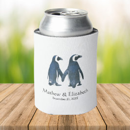 Twee Schattige Pinguïns | Romantisch Huwelijk Blikjeskoeler
