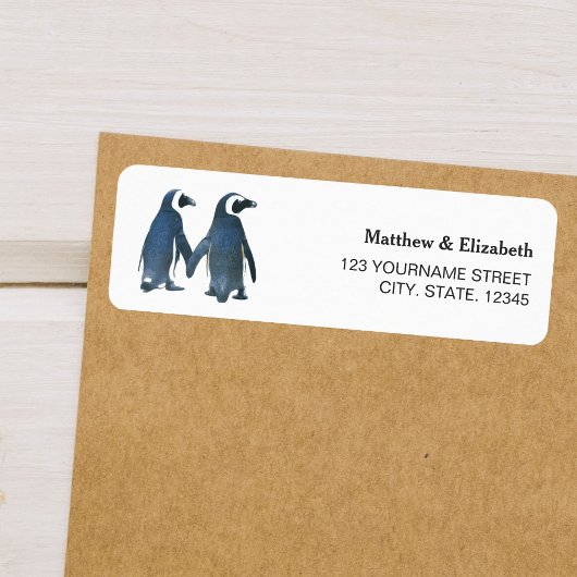 Twee Schattige Pinguïns | Romantisch Huwelijk Etiket
