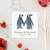 Twee Schattige Pinguïns | Romantisch Huwelijk Servetten (Insitu)