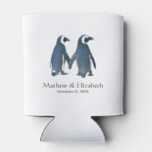 Twee schattige pinguïns | Romantische bruiloft Blikjeskoeler (Achterkant)