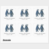 Twee schattige pinguïns | Romantische bruiloft Vierkante Sticker (Vel)