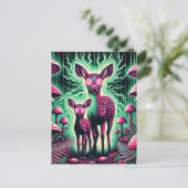 Twee schattige psychedelische herten briefkaart (Staand voorkant)