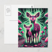Twee schattige psychedelische herten briefkaart (Voorkant / Achterkant)