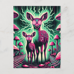 Twee schattige psychedelische herten briefkaart