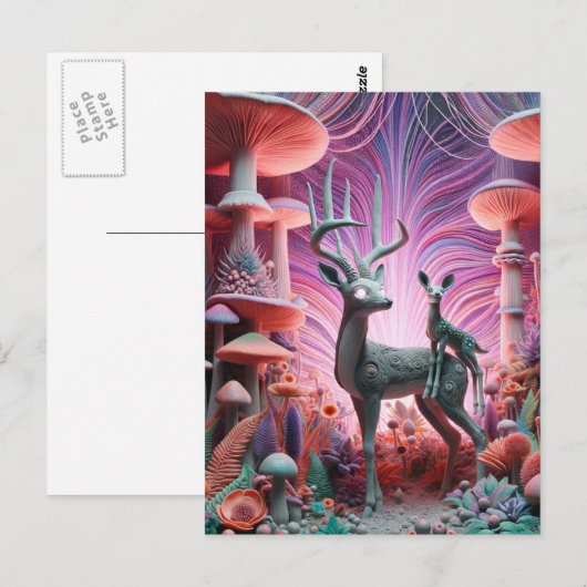 Twee schattige rare herten briefkaart (Voorkant / Achterkant)