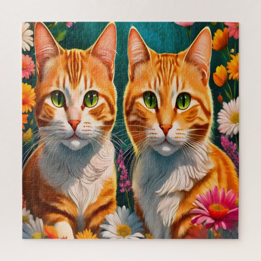 Twee schattige rode tabby katten legpuzzel (Verticaal)