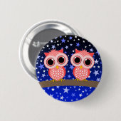 twee schattige roze uil ronde button 5,7 cm (Voorkant /achterkant)