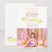 Twee Schattige | Tweede verjaardag partij foto Kaart (Voorkant / Achterkant)