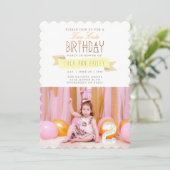 Twee Schattige | Tweede verjaardag partij foto Kaart (Staand voorkant)