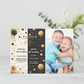 twee schattige tweeling Zwart eenvoudig modern Joi Kaart (Staand voorkant)