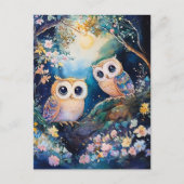 Twee schattige uilen briefkaart (Voorkant)