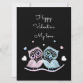 Twee schattige uilen feestdagenkaart (Voorkant)