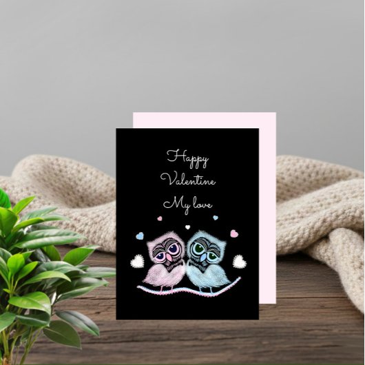 Twee schattige uilen feestdagenkaart