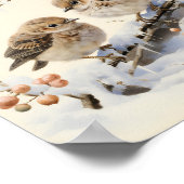 Twee schattige vogels op ijsbedekte tak, Art Poster (Hoek)